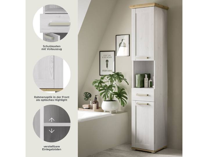 Colonne de rangement Verona 39cm Blanc/Bois