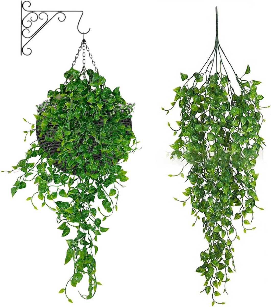 Set van 2 decoratieve groene kunstplanten voor onderhoudsvrije decoratie