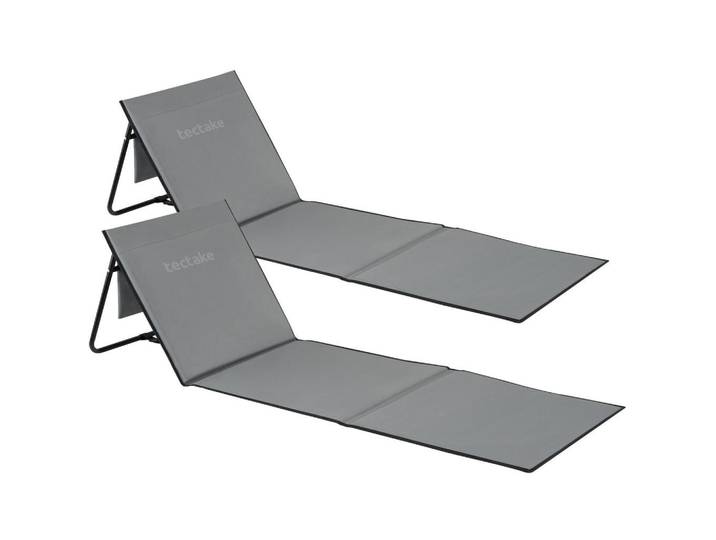 tectake Strandmatte 2er Set Mina, inkl. Aufbewahrungstasche, grau/blau, Grau, Blau, 52.5x1.7x157 cm, Gartenmöbel, Gartenliegen