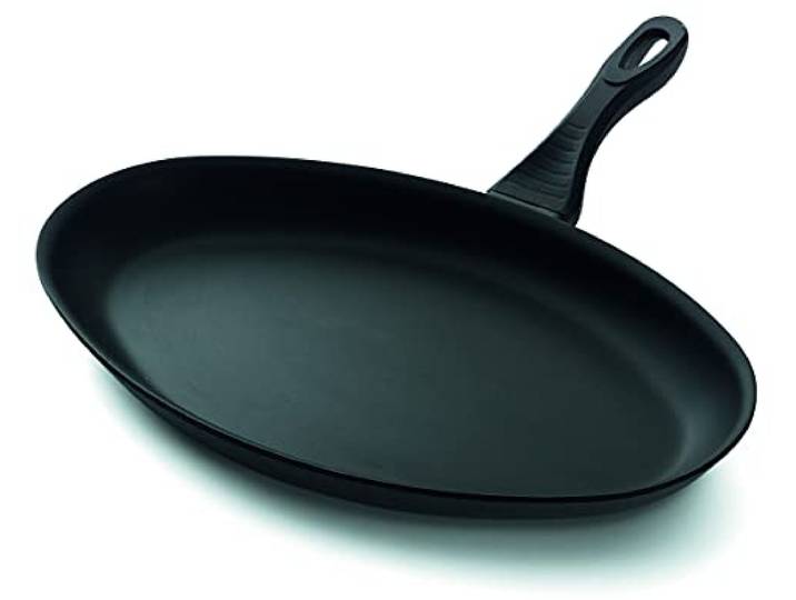 Kelomat, 3532-349, Fischpfanne, Plus-Qualitäts-Antihaftbeschichtung, Schwarz, oval, Durchmesser 41 x 28 cm, schwarz, von außen Emaillebeschichtung