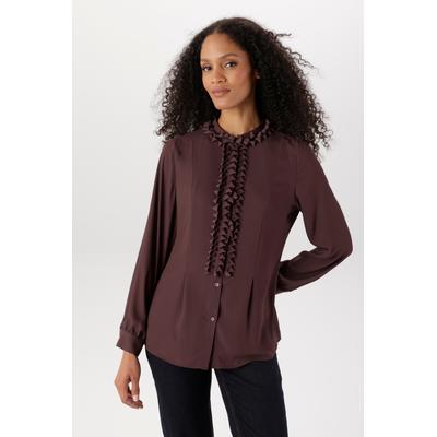 Rüschenbluse ANISTON SELECTED, Damen, Gr. 42, rosenholz, Crêpe, Obermaterial: 100% Polyester. Futter Oberteil: 100% Polyester, leicht durchscheinend, leicht transparent, unifarben, figurumspielend hüftlang, Rundhals, 1-Knopf-Manschette, Blusen,...