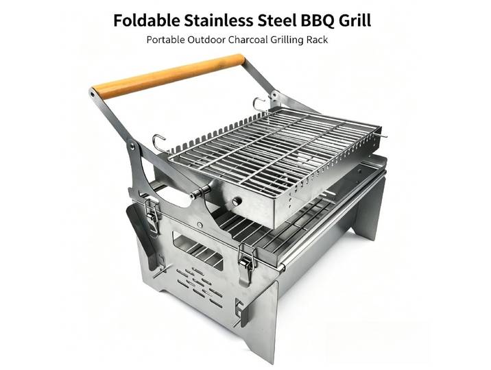 Barbecue électrique rotatif à charbon de bois avec grille, machine de cuisson facile à retourner pour usage domestique, jardin et fêtes en extérieur