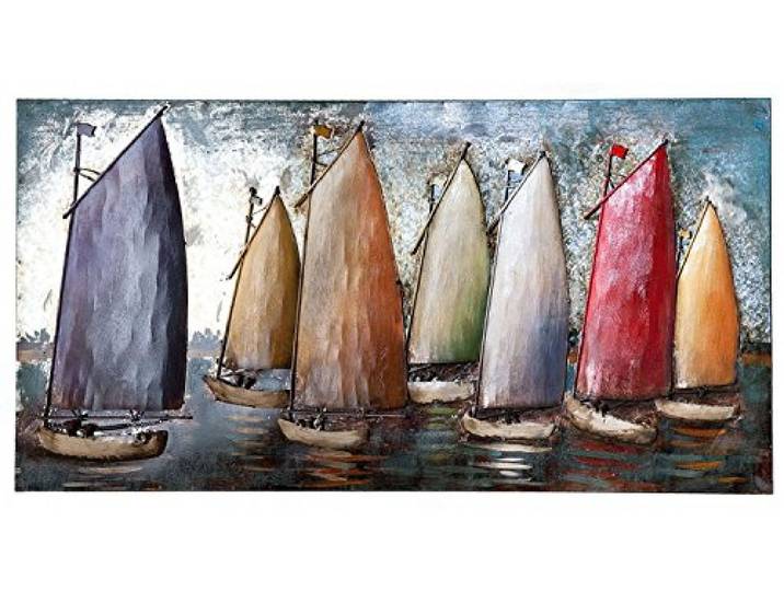 GILDE Bild Sailing Regatta Segeln Segelboote - Kunstobjekt Gallery - Handarbeit - 60 x 120 cm