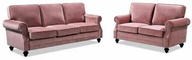 US Pride Furniture Container Furniture Nailhead Velvet 2-Piece Set, Loveseat and Sofa