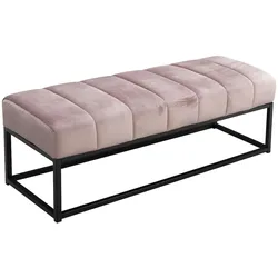 KADIMA DESIGN Sitzbank Samt Rosa 108x40x40 cm Flur Polsterbank mit Metallgestell, Design Bettbank Schlafzimmer Gesteppt, Flurbank Garderobenbank