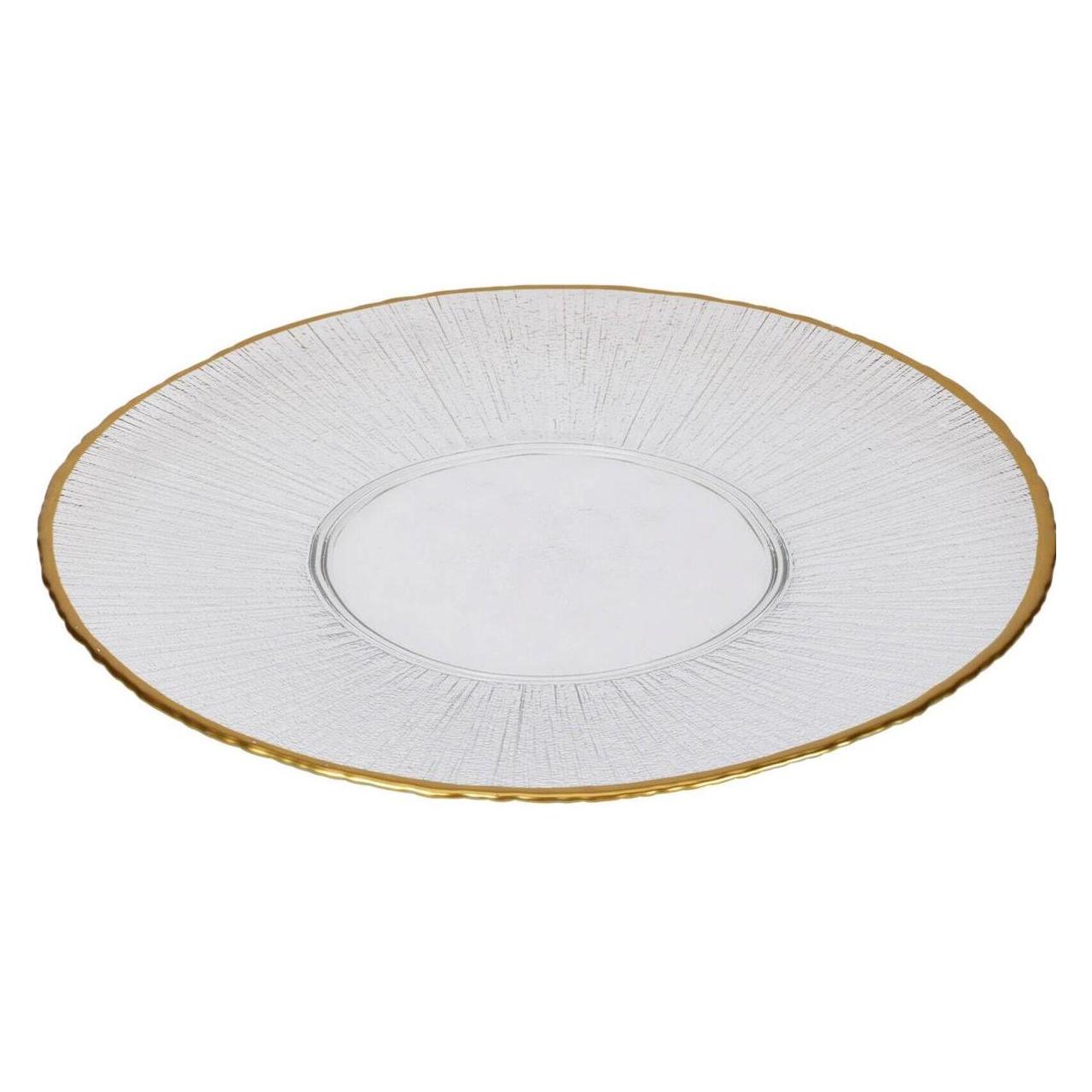 Home&Styling Home Styling Collection Szklany talerz płaski ze złotą obwódką DATURA, 32 cm (1x, 32 cm) (49002688)