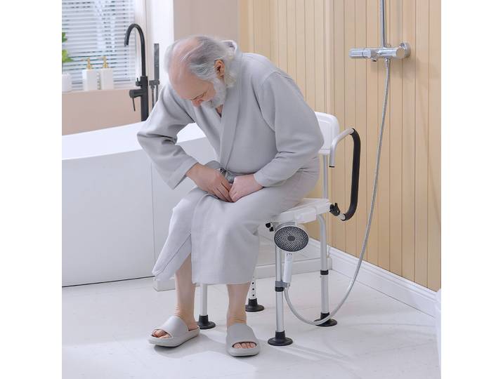 HOMCOM Chaise Douche Ergonomique Antidérapante Blanc