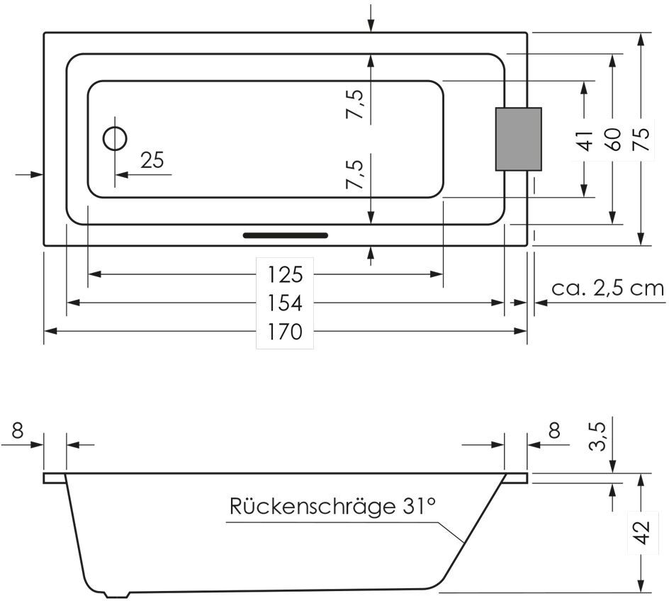 Steinkamp Life Badewanne 170 x 75 cm