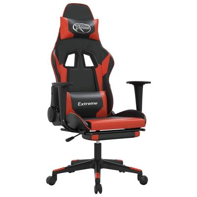 Décoshop26 - Bürostuhl Gaming-Stuhl mit Lendenkissen und Fußstütze schwarz-rotes PVC DEC025885 DEC025885