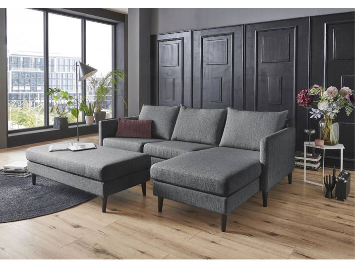 Ecksofa GOODPRODUCT Rekvik L-Form , grau (anthrazit), B:227cm H:79cm, Sofas, Ecksofa, mit Wellenunterfederung, Ottomane beidseitig montierbar