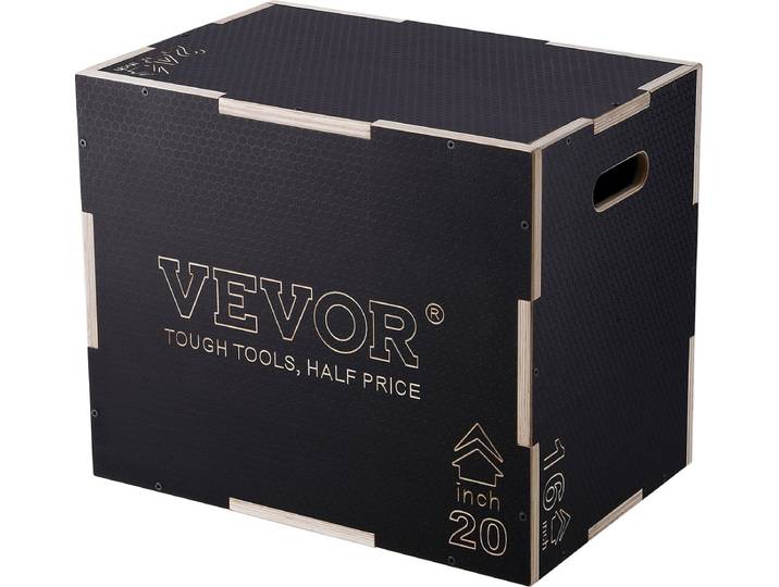 VEVOR 3 In 1 Plyometrische Jump Box 24/20/16 Inch Plyo Box\, Jump Box Jump Box 204kg Draagvermogen\, Fitness Oefening Step Up Box voor Thuistraining\, Jump Krachttraining Zwart Verstelbare Hoogte
