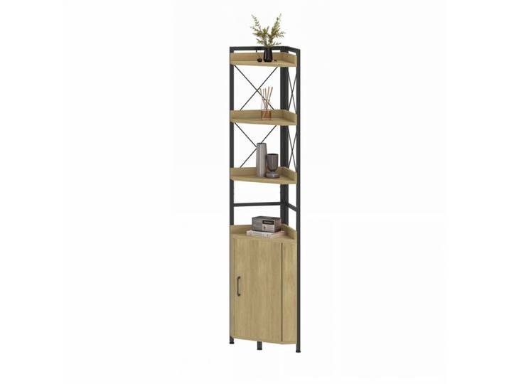 Balconera - Étagère d'angle industrielle en chêne bibliothèque et armoire pour salon bureau ou couloir