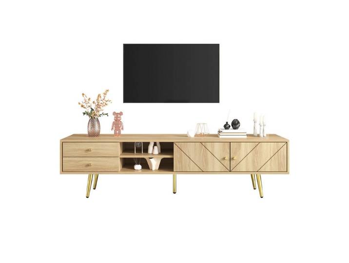 ANYSUN TV-Schrank Lowboards mit Goldfüßen, Zwei Schubladen und Einzigartig Gestalteten (Spar-Set, 1er set) Breite 160 cm