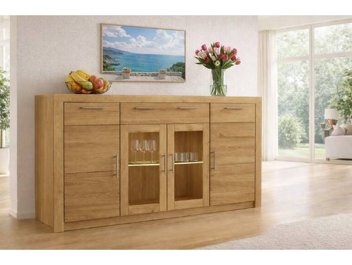 bv-vertrieb Anrichte Highboard Metallgriffe-u. Scharniere Kommode Sideboard Wildeiche #4049