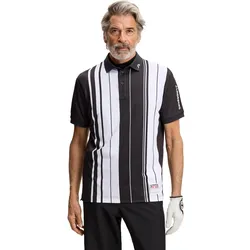 J. LINDEBERG Polo 30Y Tour Tech Striped, anthrazit/weiss