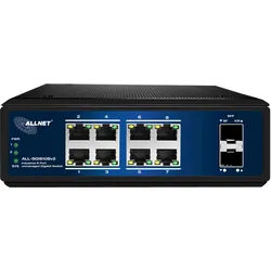 Allnet Switch 8 Port 10/100/1000TX 2x SFP, lüfterlos ALL-SGI8108v2 (8 Ports), Netzwerk Switch, Schwarz