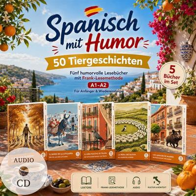 Spanisch mit Humor: 50 Tiergeschichten A1-A2 (+ 5 Audio-CDs), Set von Ricardo Melero, EasyOriginal Verlag, 978-3-99197-065-1