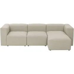 ECKSOFA mit Longchair links Kattrina Flachgewebe creme