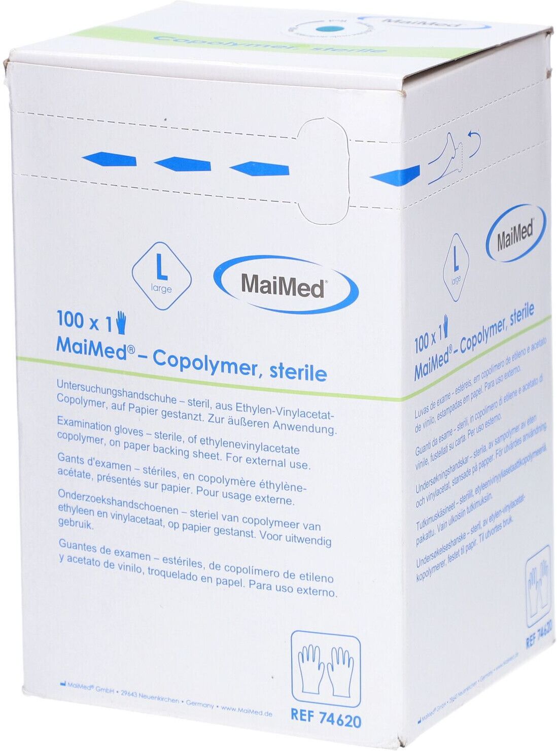 Maimed Copolymer Handschuh steril Gr.L einz.verp. 100 St Handschuhe
