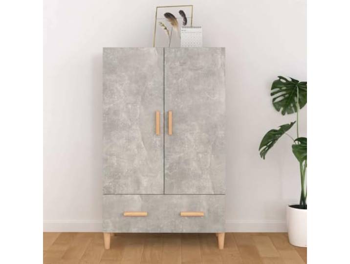 RJPLMFV Anrichte, hoch, 70 x 31 x 115 cm, Betongrau, Holz 2 Türen, 1 Schublade, geräumige Aufbewahrung, robuster Rahmen, Wandbefestigung inklusive
