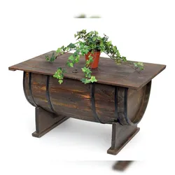 DanDiBo Couchtisch Wohnzimmer Vintage halbiertes Weinfass 5084-H 80 cm Tisch aus Holz Beistelltisch Weinregal Fass Bar