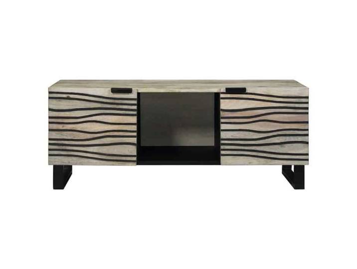 {Beige}Table moderne - Table basse salon - Beige et Noir 100x54x40 cm Bois d'acacia massif - Cadre robuste_9243