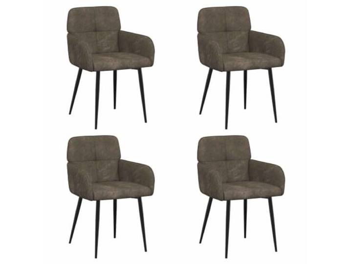 KGHERMDF Esszimmerstühle 4er Set Kunstwildleder Dunkelgrau Stabiler Metallrahmen, Bequeme Armlehnen, Atmungsaktiver Sitz, Modernes Design für Essbereich