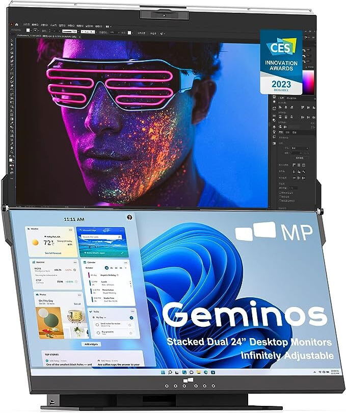 Mobile Pixels Geminos, 61 cm (24"), 1920 x 1080 Pixel, Quad HD, Schwarz