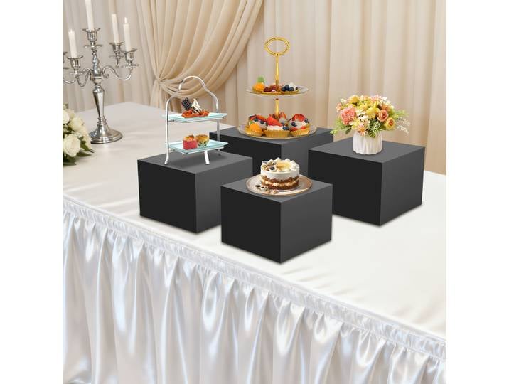 Ensemble de 4 supports à gâteaux en acrylique, supports de présentation rectangulaires pour cupcakes, desserts, objets de collection, bijoux, empilables
