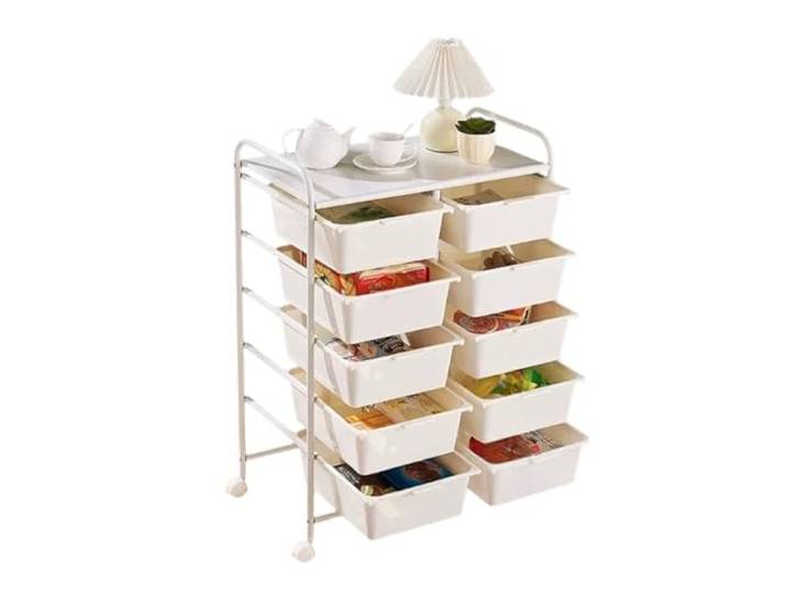 Rv2sGf3kH Küchenwagen Rollbarer Mehrzweckwagen, bewegliches Aufbewahrungsregal for Snacks und Bücher(Groß)