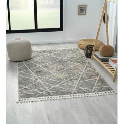Myflair Möbel & Accessoires "Nelia, LAGERRÄUMUNG" rechteckig 15 mm Höhe Kurzflor, mit Hoch-Tief Effekt, Microfaser, mit Fransen