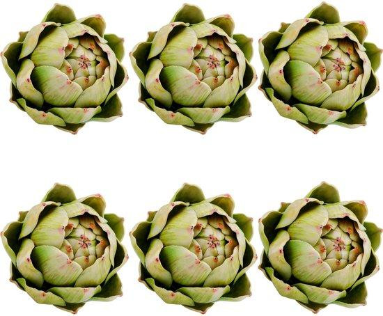 Unyqoos Set van 6 realistische kunstplanten van artisjokken - Groene decoratieve kunstplanten voor tafel en woonkamer