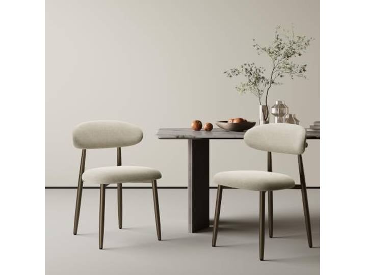 MALOL Esszimmerstühle 2er Set, Gepolsterte Stühle Esszimmer, Küchenstühle, Esstisch Stühle mit geschwungener Rückenlehne & Metallfüßen, moderne Stoffstühle für Küche, Wohnzimmer und Gastronomie, Kamel