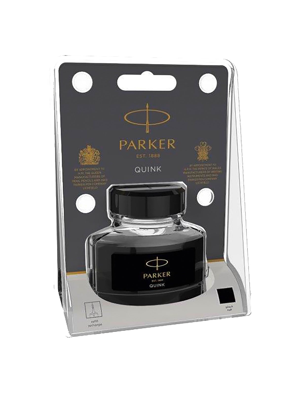 Parker Quink Füllfederhaltertinte im Tintenfass (57 ml) | in Blister-Packung | schwarz