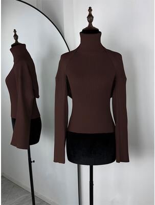 Retailers Go Trendix Knitwear Top For Women, High Neck Tank And Long Sleeve Shawl, Sexy Backless 2 Piece Suits, Fashion Knit Tank Set coffee Tank Top Sets