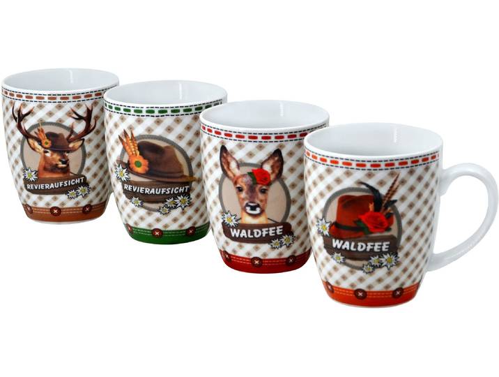 Becher RETSCH ARZBERG Weidmann , bunt, 360ml, 4 Stk., Porzellan, Trinkgefäße, Becher, 4-teilig