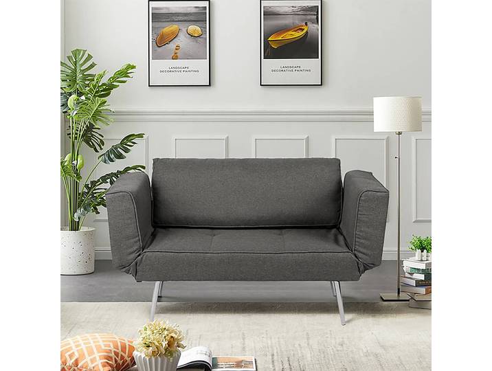 Schlafsofa Behram I Grau/Grau Webstoff 152 x 74 x 74cm Modern