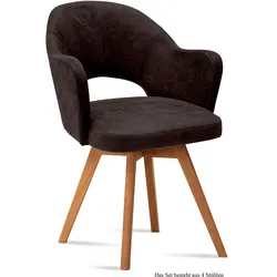 ARMLEHNSTUHL (4er-Set) Dolly 59x87x61 Eiche geölt/Espresso