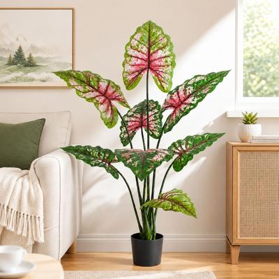 YVANLA Artificial Plant Fake Caladium Plant Potted