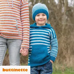 Strickanleitung – Ringelpullover mit Kängurutasche aus Woll Butt Versailles