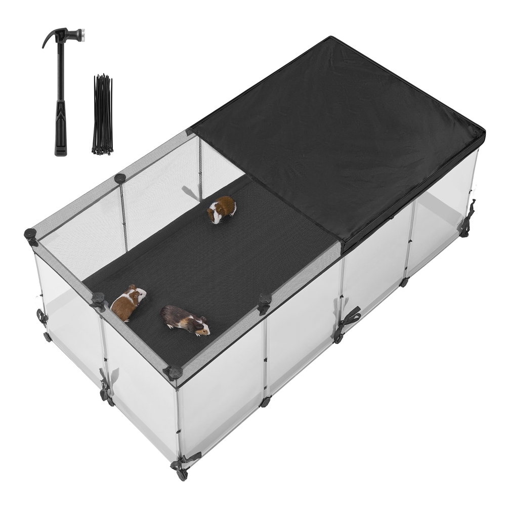SONGMICS Kleintiergehege aus Kunststoffplatten 144 x 74 x 57 cm wolkenweiß LPC016W01
