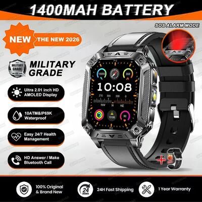 Uplift Treasures TANK Military GPS AMOLED Smart Watch black Leather 1400mah