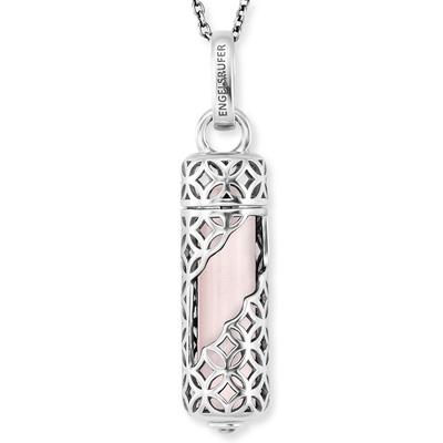 Kette mit Anhänger ENGELSRUFER "POWERFUL STONE ROSENQUARZ" Gr. M, bunt (silberfarben, rosa), Halsketten, Damen, M, Silber 925 (Sterlingsilber), L: 60, mit Rosenquarz