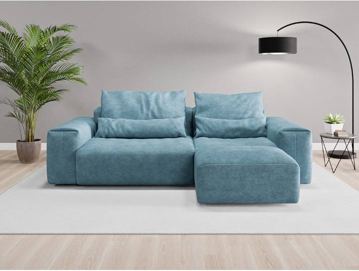 Ecksofa Denver Nr. 1 rechts - Blau (Fernblau) - Cordstoff
