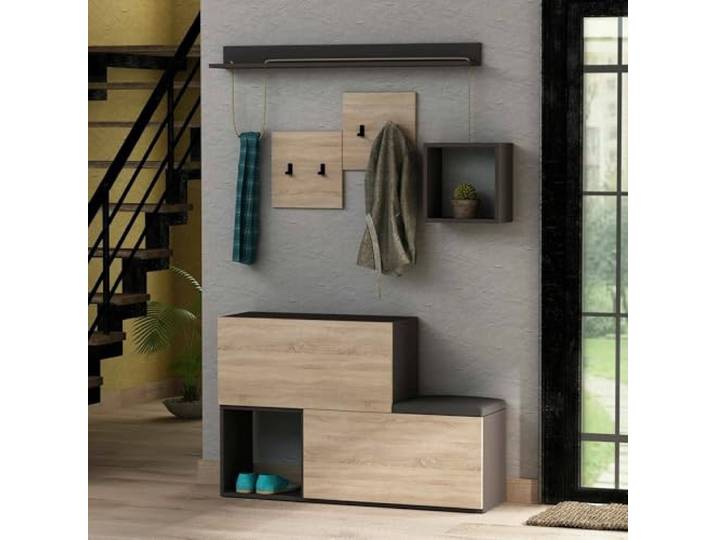 Dmora Eingangsmöbel Caph Schwarz 120x17x76cm, 8 Paar Haken