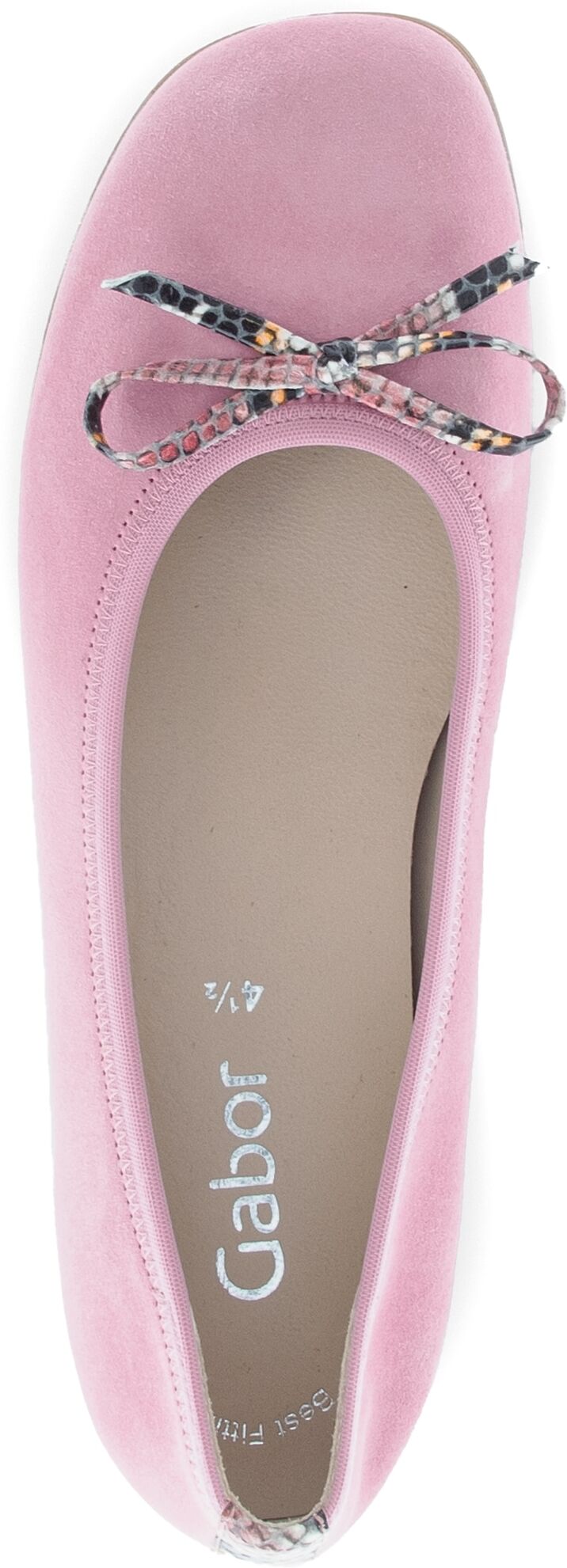 Ballerina GABOR, Damen, Gr. 35, Leder, rosa, Ziegenveloursleder, Schuhe Ballerina, Businessschuh, Flats, Schlupfschuh mit Zierscheife rosa 35, Leder