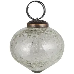 Ib Laursen Weihnachtskugel bubbled Glas zwiebelförmig, Höhe 5.4, Ø 5.2 cm, klar