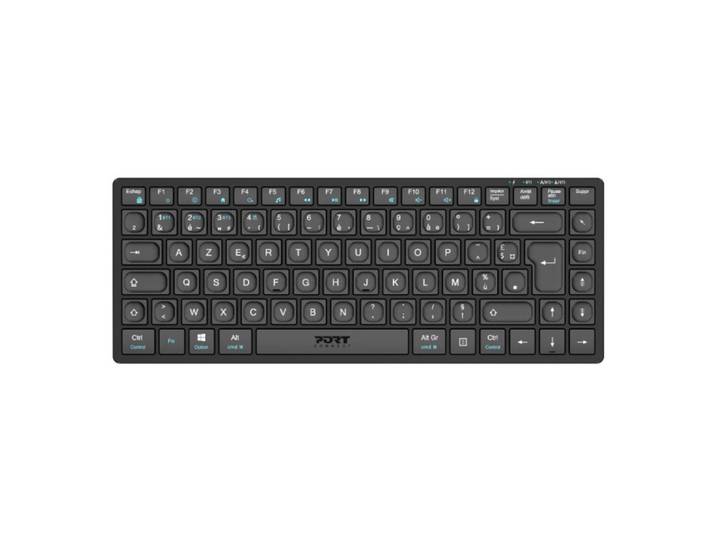 Port Designs 911001FR, Avec fil &sans fil, RF sans fil + Bluetooth, AZERTY, Noir