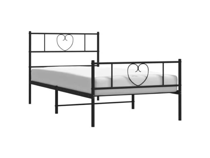 KTHLBRH Bettgestell aus Metall, schwarz, 75 x 190 cm, mit Kopfteil Fußteil inklusive, Stauraum unter dem Bett 30 cm, Lattenrost aus Stahl, stabile Konstruktion