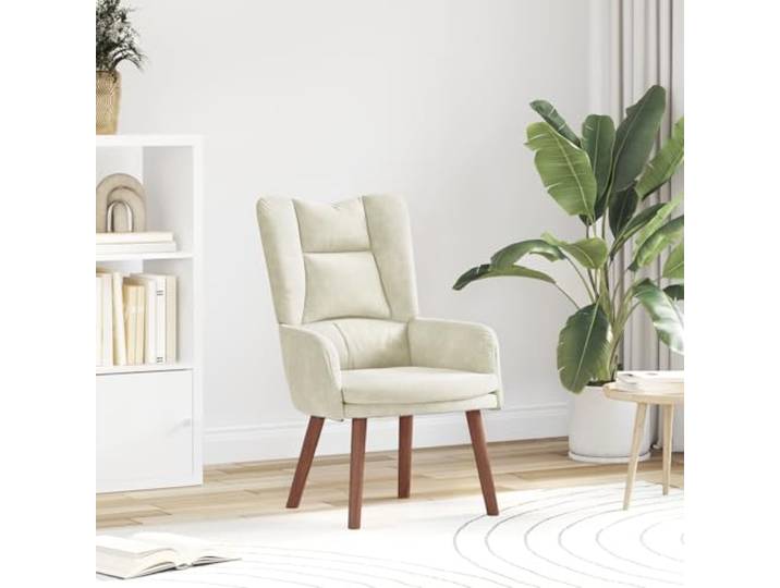 HEFZGDB Relaxsessel Creme Samt Moderner Stil mit Ergonomischem Komfort und Robuster Konstruktion aus Holz und Polyesterstoff für Wohnzimmer Schlafzimmer Arbeitszimmer